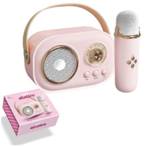 מיני רמקול קריוקי נייד Coral Sixties ורוד